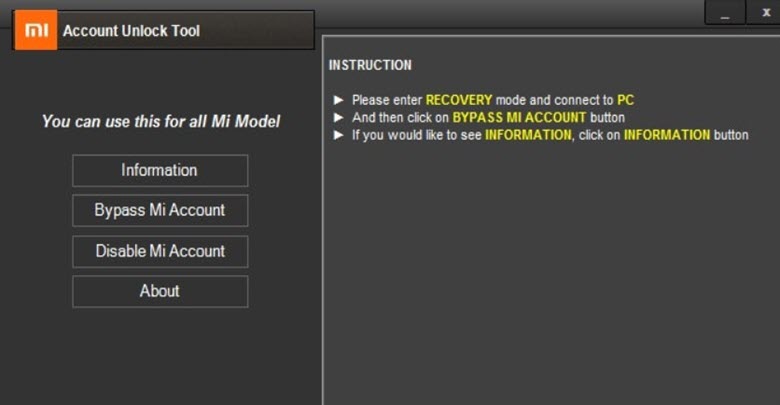 MI Account Unlock Tool